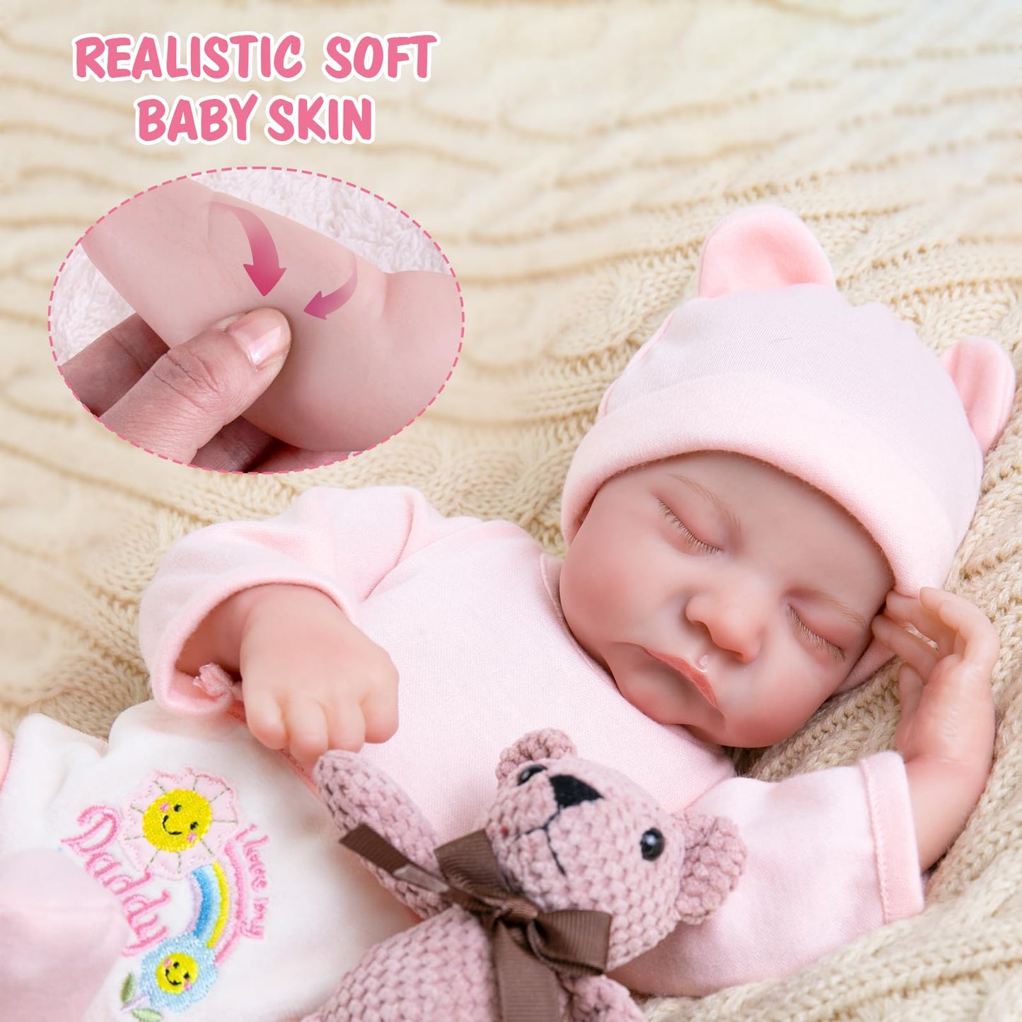 Aori Lifelike Reborn Baby Dolls,18-Inch Realistic Newborn Sleeping Baby Girl Doll, Nice Gift Set For Kids,Grandparents