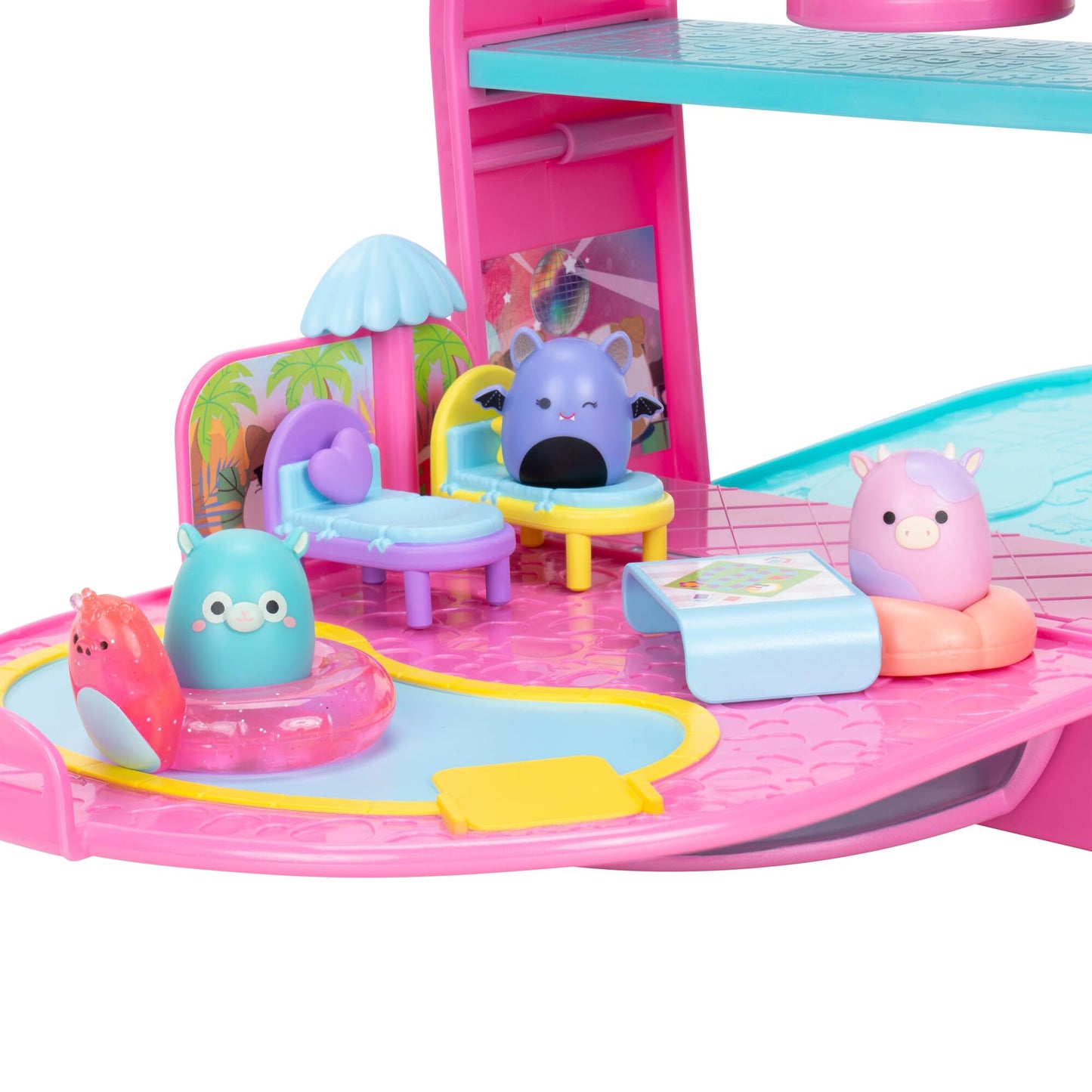 Squish-A-Longs Party Pack On-The-Go Playset - Series 1 - Three 1 Mini-Squish With 9 Furnishings - Collect, Trade, & Play