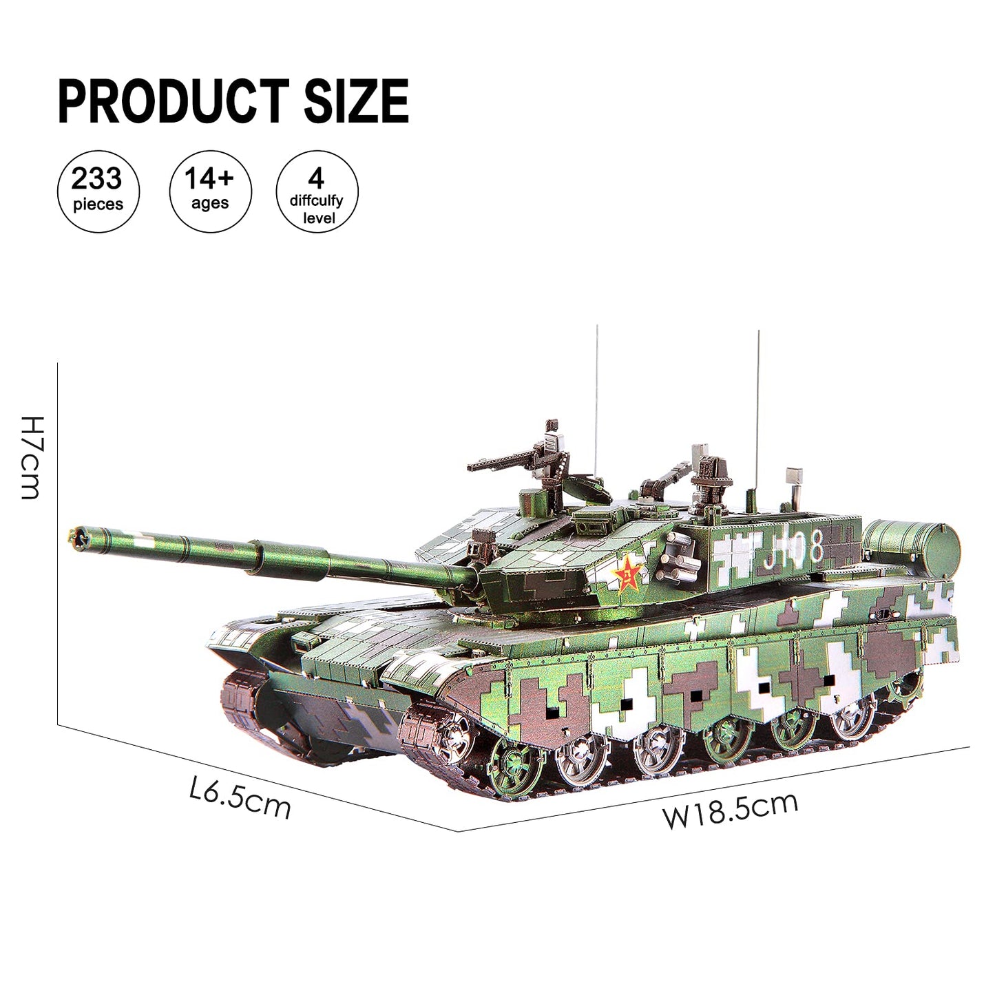 Piececool Metal 3D Puzzles For Adults Or Teens, Military Tank T-90A Diy 3D Metal Model Building Projects Kits Brain Teaser Puzzle - Great Gift Idea,150 Pcs