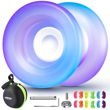 Professional Finger Spin Tricks Yoyo - Magicyoyo H01 Unresponsive Yoyo - Dual Purpose Yoyo With Responsive Yoyo Bearing Kit, Yoyo Storage Bag,12 Yoyo Strings (Blue Purple)