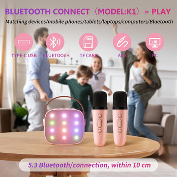 Mini Karaoke Machine For Kids,Haomuren Christmas Birthday Gifts For 3-14 Years Toys For Girls Boys Toddler,Portable Bluetooth Ka