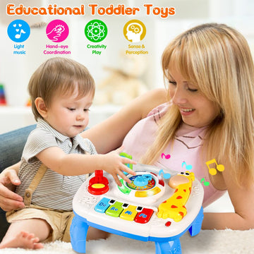 HQXBNBY Musical Learning Table - Multicolor ABS Baby Toys for 6-12 Months, Early Education Activity Center for Toddlers