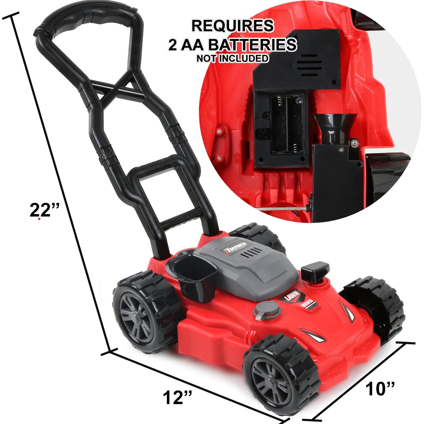 Teganplay Kids Lawn Mower | Toddler Landscaping Gardening Tools And Equipment | Includes Mask Safety Goggles And Earmuffs