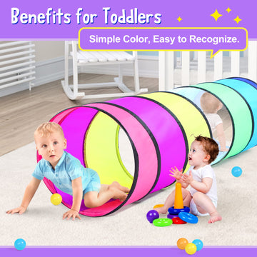 Colorful Baby Play Tunnel For Toddlers With Mesh Window, Cat Tunnel For Dogs Pets, Kids Crawling Tunnel Play Tent Pop Up Toddlers Tunnel Indoor Outdoor Toy Gift (Rainbow Baby Tunnel)