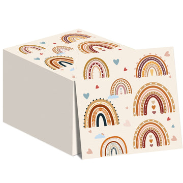 Party Greeting 50 Pcs Boho Rainbow Napkins Supplies Boho 1St Birthday Party Napkins Decorations Rainbow Lunch Paper Napkins For Birthday Baby Shower