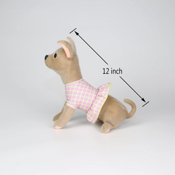CU-MATE 12-Inch Chihuahua Plush Toy - Realistic Sitting Puppy Dog in Skirt - Perfect Gift for Kids and Animal Lovers