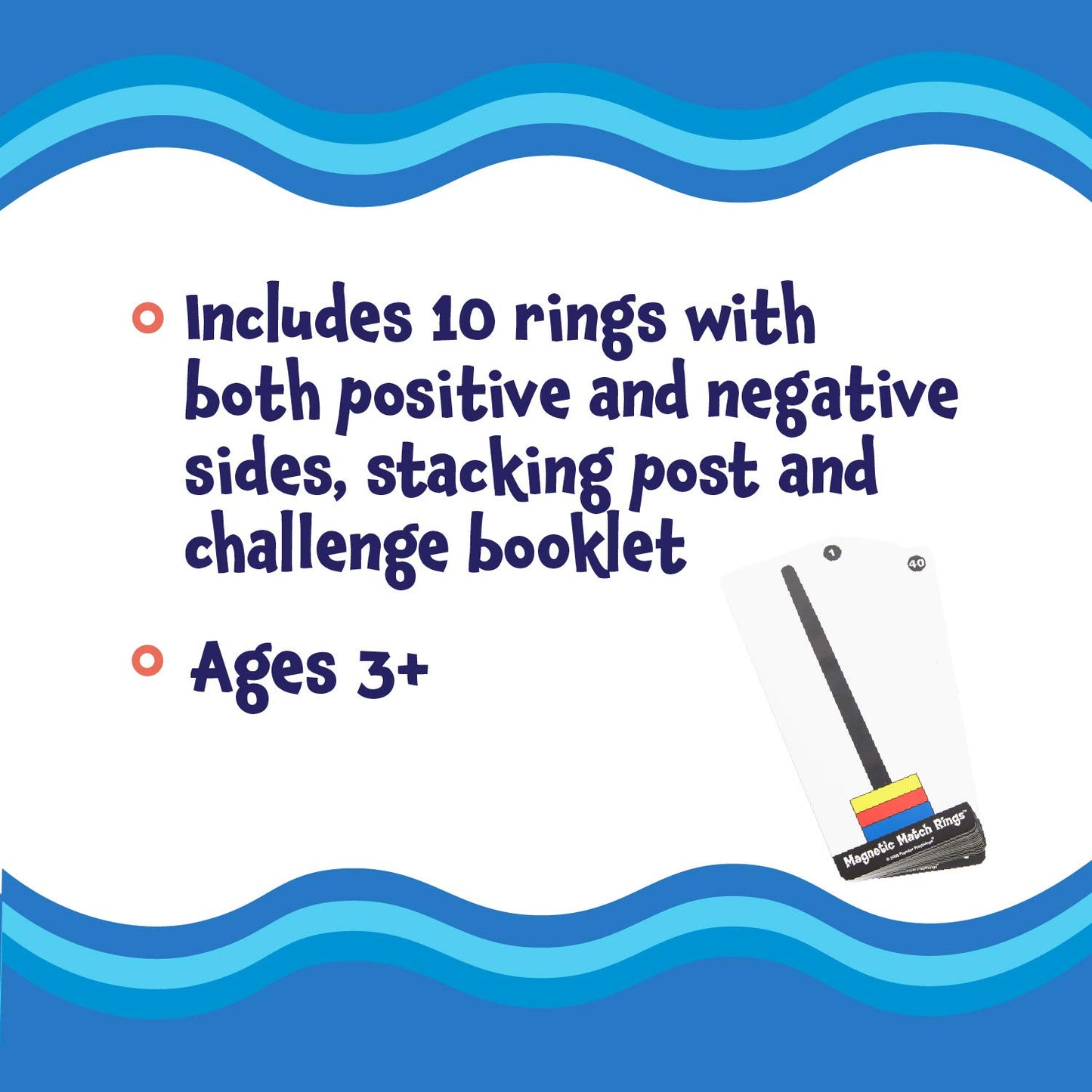 POPULAR PLAYTHINGS Magnetic Match Rings - STEM Learning Toy, Blue, Model 351, Metal, Fun Magnet Matching Game for Kids