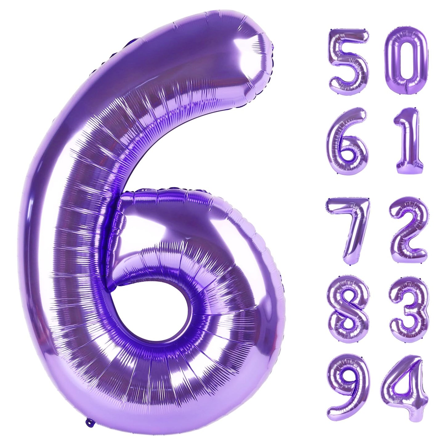 Purple 6 Balloon, Number Balloon 40 Inch, Purple And Black Party Supplies 6Th Balloons For Birthday, 6 Birthday Balloon, Number