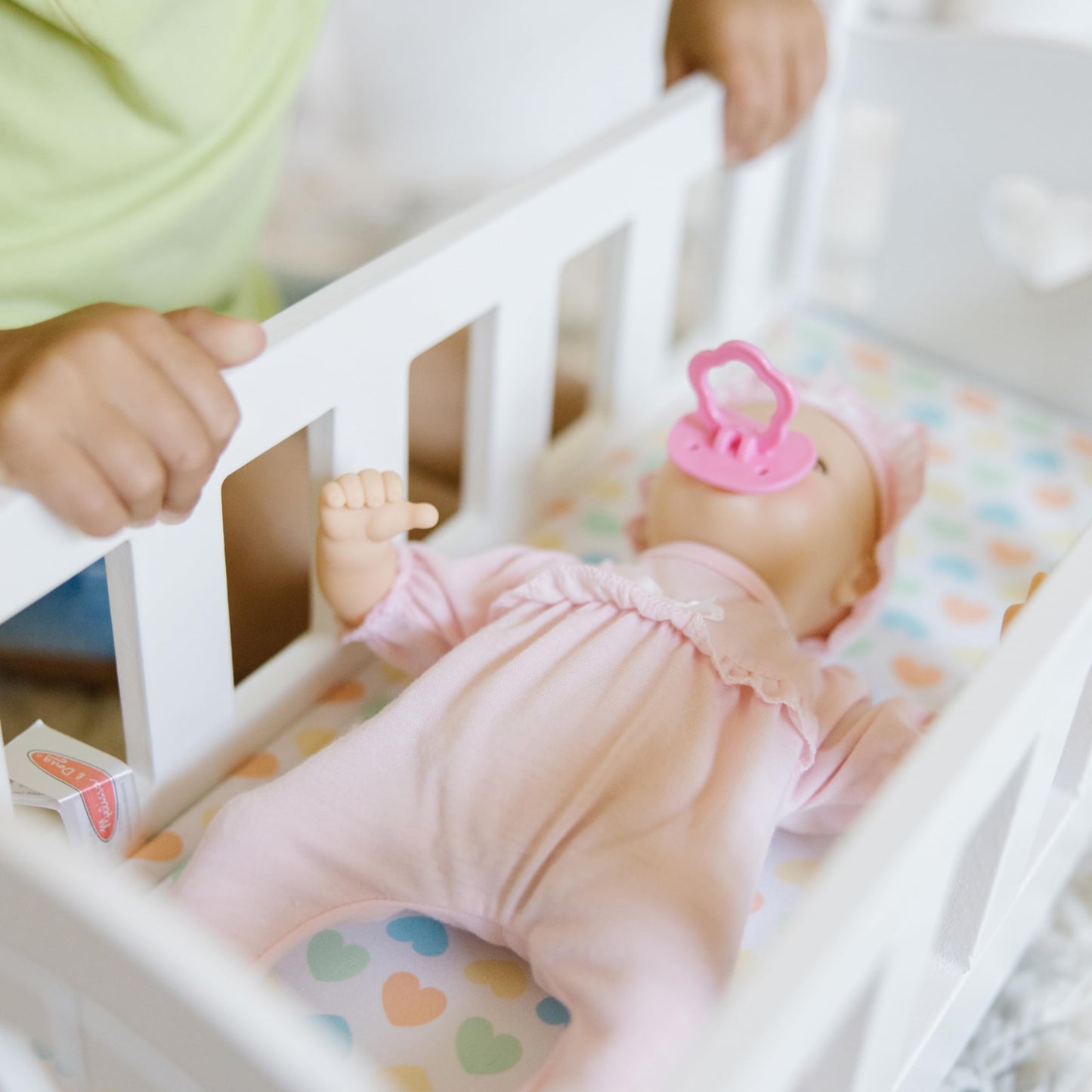Melissa & Doug Wooden Doll Cradle - White, for Dolls & Stuffed Animals, Model 96566