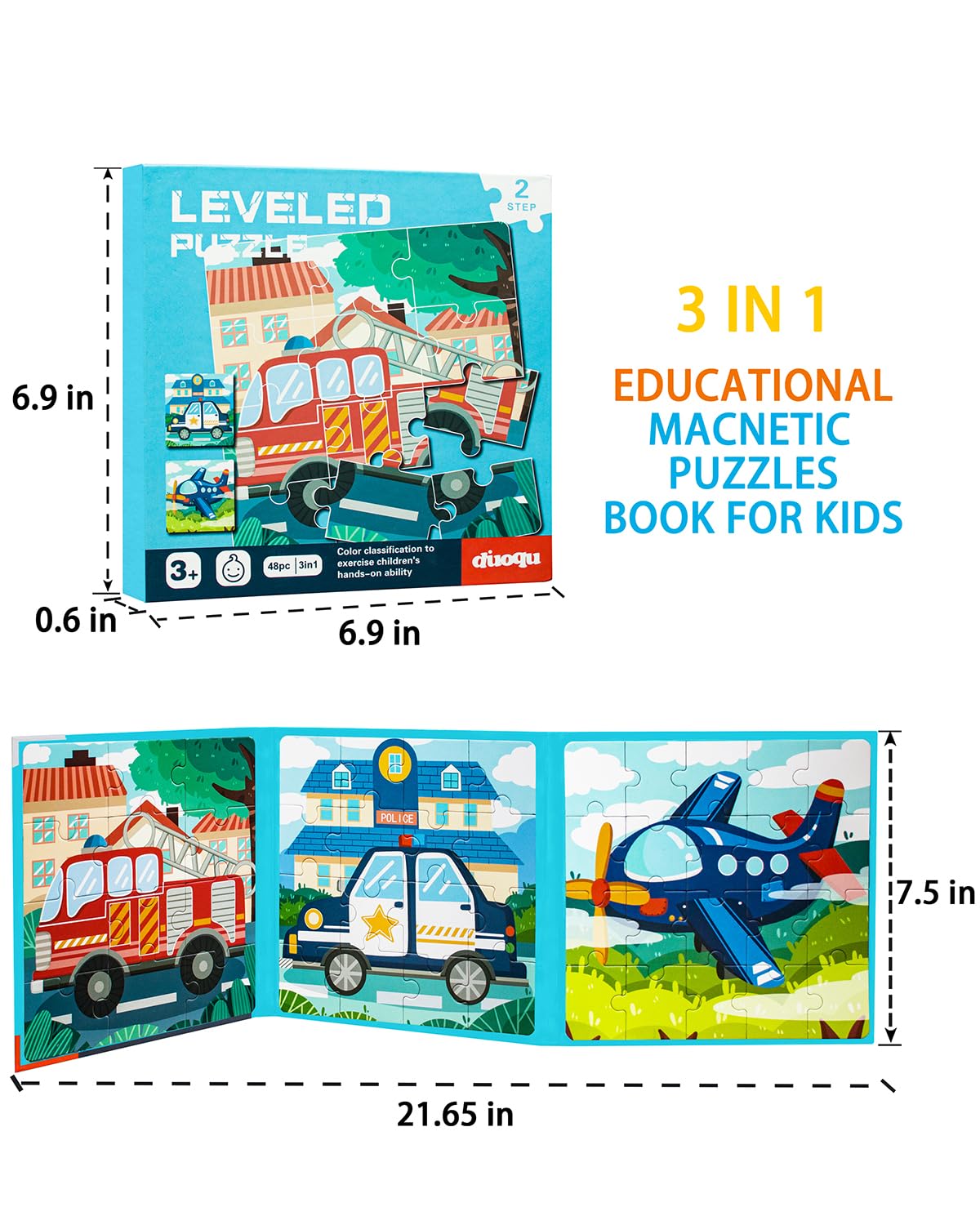 Magnetic Puzzles For Kids 2-4, Travel Puzzles Games For Kids Ages 3-5, Jigsaw Puzzle Book Activities Toy For Kids Boys Girls Age