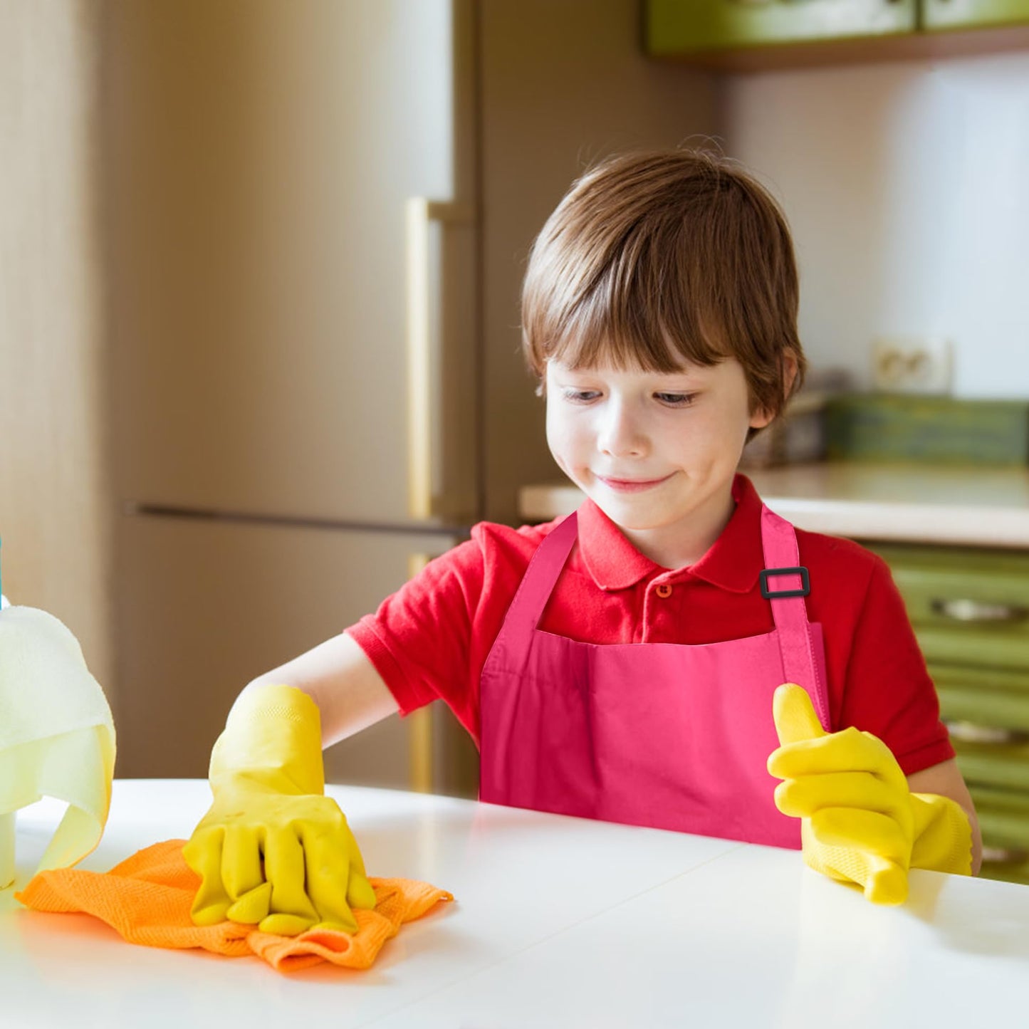 Imerago 15 Pcs Kids Aprons With Pockets Adjustable Chef Painting Aprons Bulk For Girls Boys Aged 6-13 Cooking Baking Crafting Ho