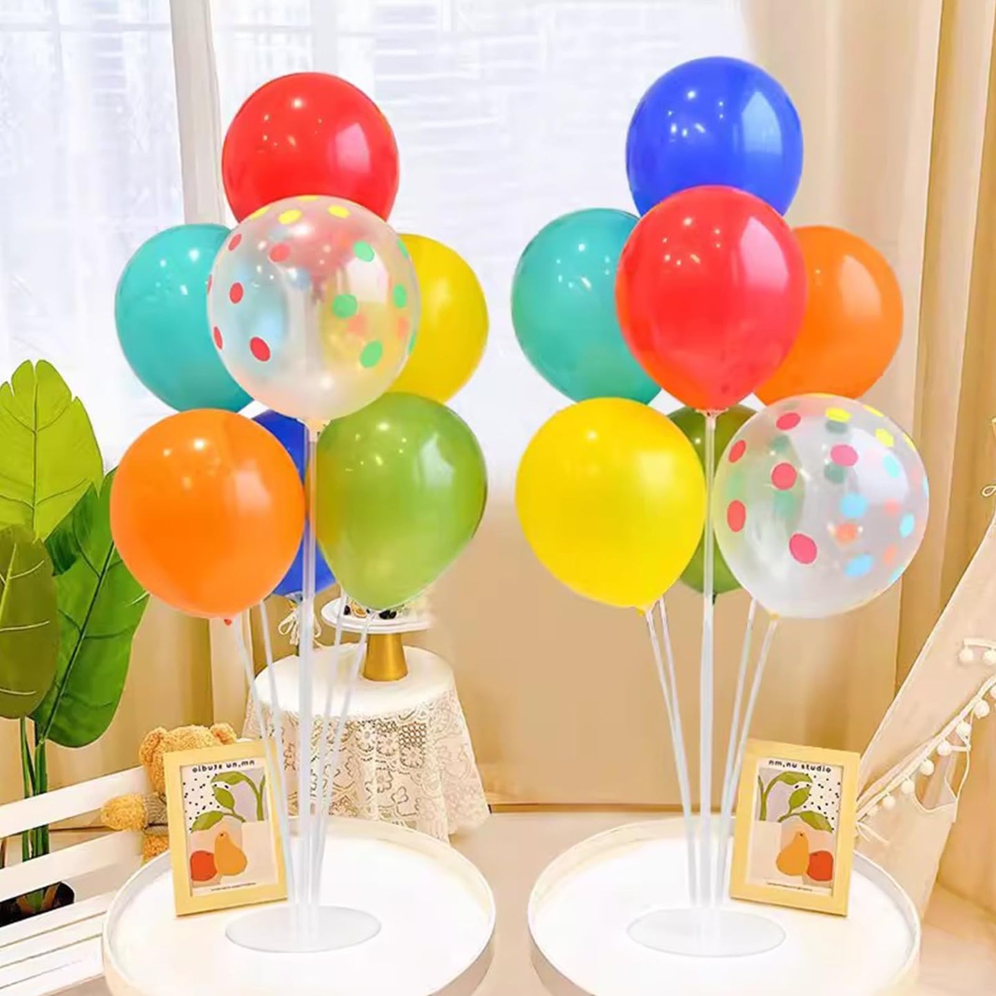 Voircoloria 6 Sets Balloon Stand Kits, Balloon Sticks With Base For Table Centerpieces Graduation Birthday Baby Shower Gender Re