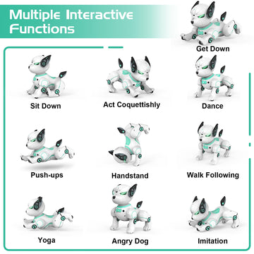 Remote Control Robot Dog Toy, Rc Dog Programmable Smart Interactive Robotic Pets, Rc Stunt Robot Toys Dog Imitates Animals Music Dancing Handstand Push-Up Follow Functions For Boys Girls Toy Green