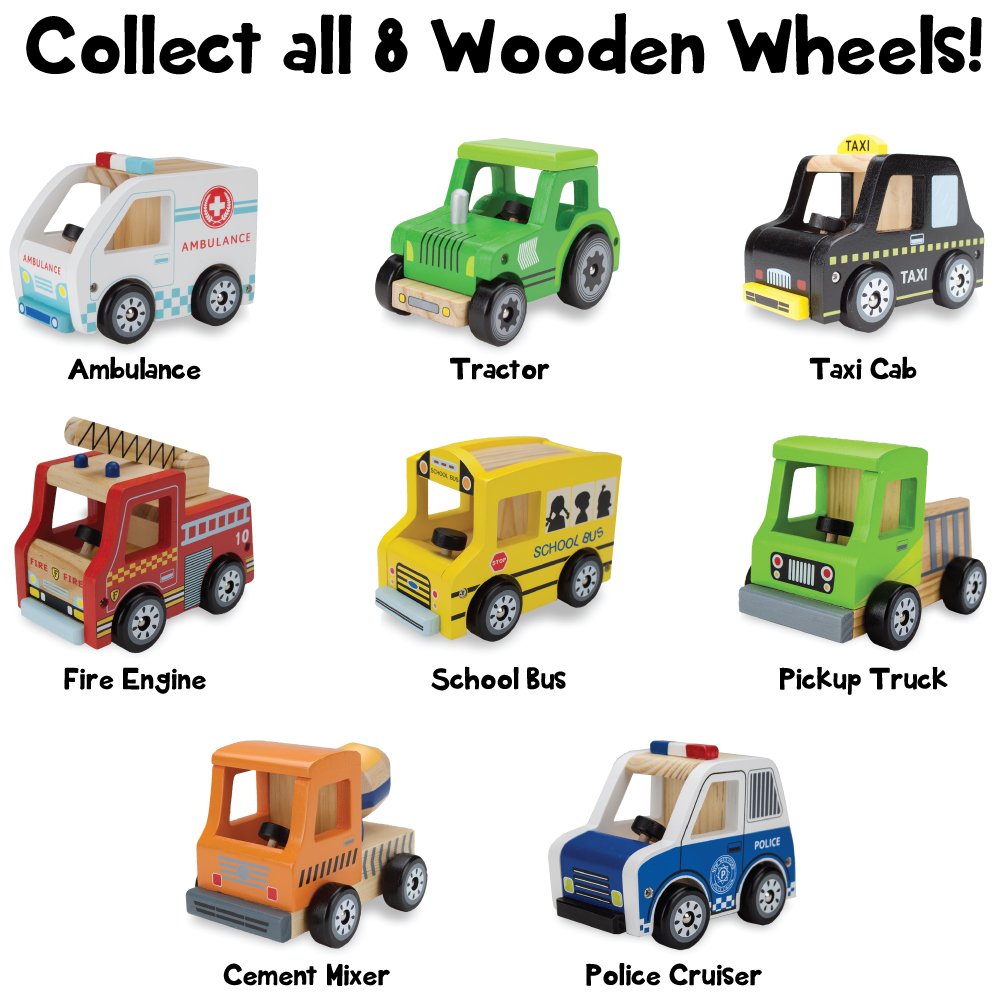 Wooden Wheels Natural Beechwood Chunky Cars and Vehicles Imagination Generation | For Children +12 Months | Red Firetruck