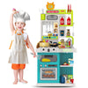 Kids Kitchen Playset,Play Kitchen for Kids Toddler with Sounds and Lights, Cooking Stove Steam,Play Sink,Play Food and Kitchen A