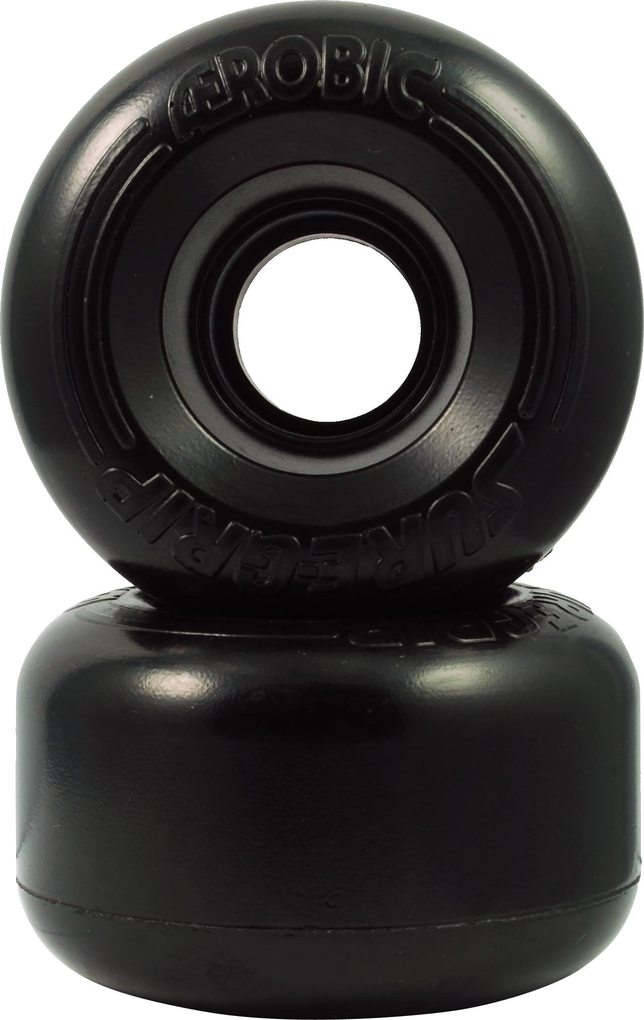 Sure-Grip Aerobic Outdoor Wheels - 62mm, 85A Urethane, Durable Ride, Black - Set of 8 (Model A85BK)