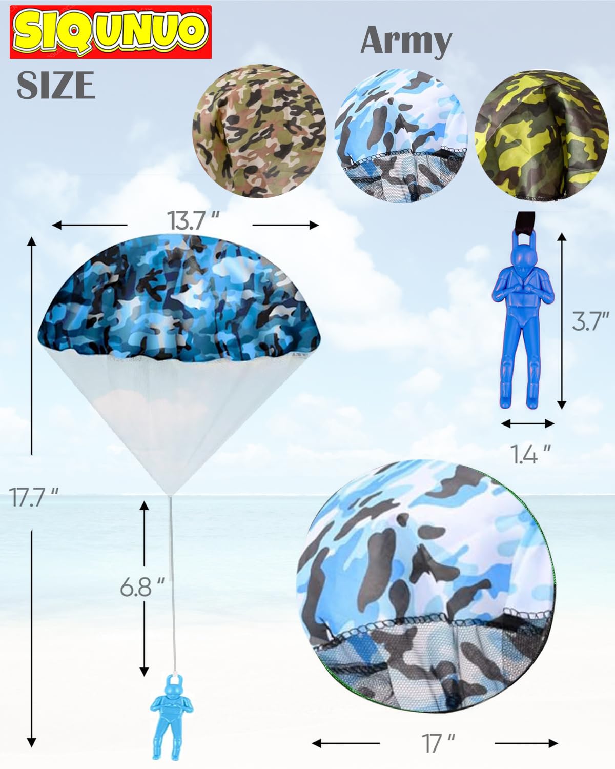 Siqunuo Army Parachute Toys For Kids, 6 Pack Tangle Free Outdoor Toys Parachute Men For Kids, Small Toys For Kids Ages 4-8 9 10