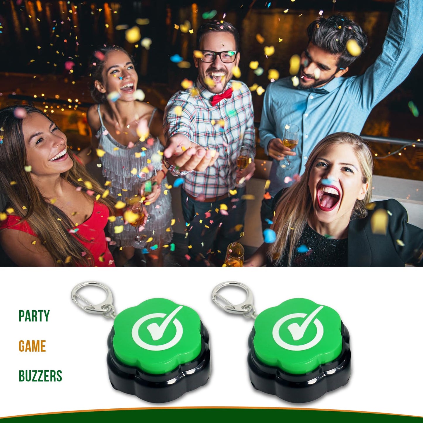 Portable Keychain Right Buzzer Buttons With Sound, Answer Buzzers Set Of 2, Buzzers For Game Show, Right Button For Communicatio