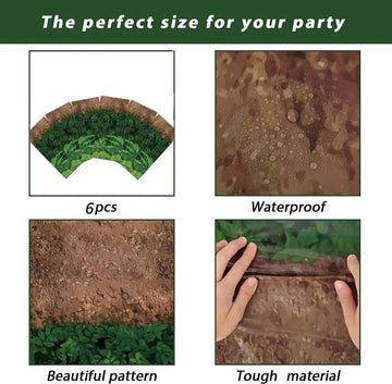 Chiazllta 6Pcs Forest Path Tablecloth Dinosaur Party Table Covers Woodland Birthday Party Supplies Safari Jungle Party Decoratio