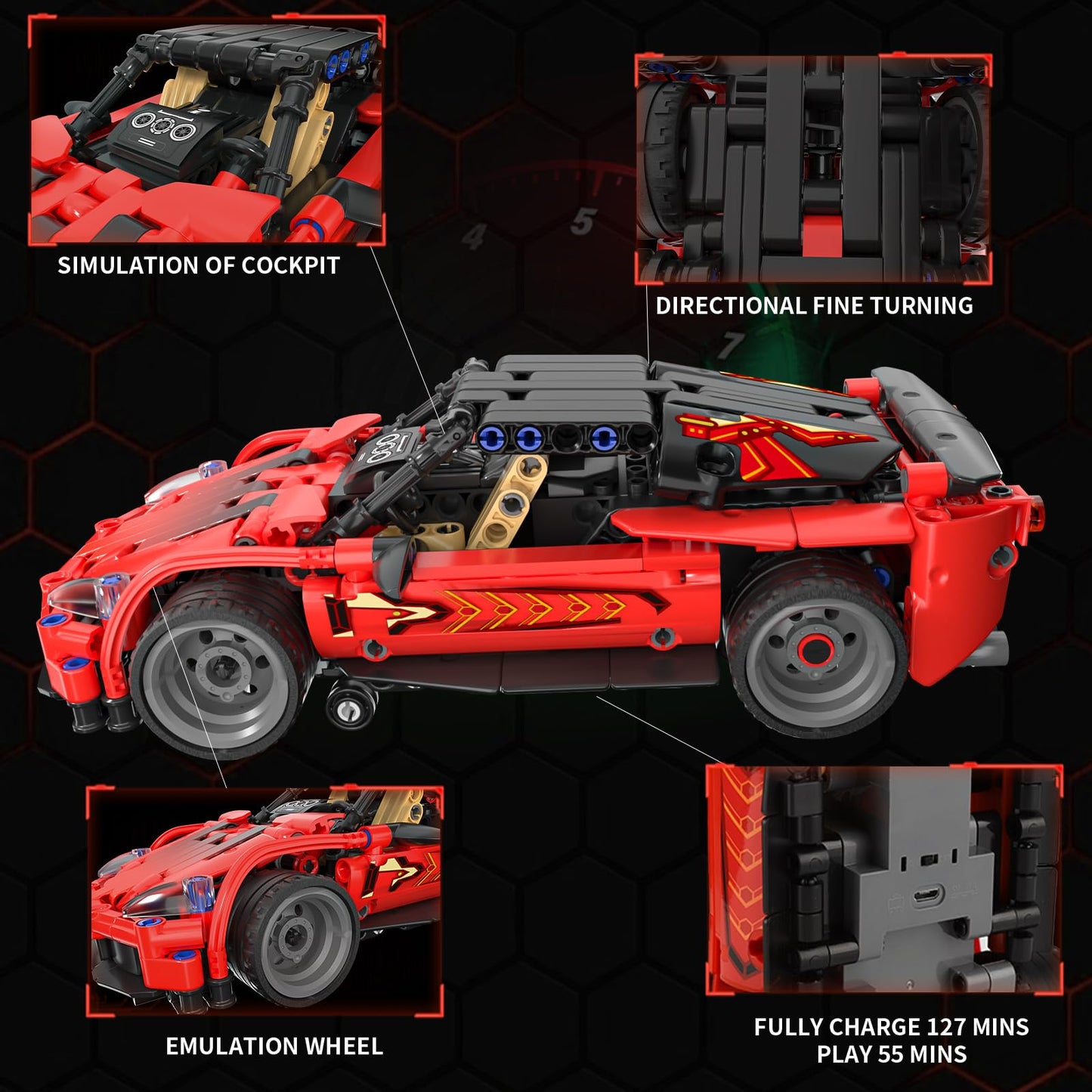 Hsanhe Remote Control Racing Car Building Kit, Compatible With Lego Stem Toys For Kids 2 In 1 Model Car Kit 425 Pcs, Gifts Toys