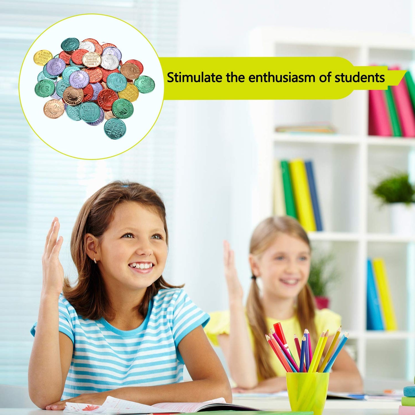 200 Pieces I was Caught being Good Incentive Coins Colorful Plastic Reward Coins School Teacher Reward and Prize Supplies Smile