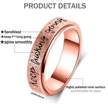 Luckyamor Fidget Rings Women For Anxiety Rings:Stainless Steel Fidget Rings For Men Spinner Ring Personalized Inspirational Fidg