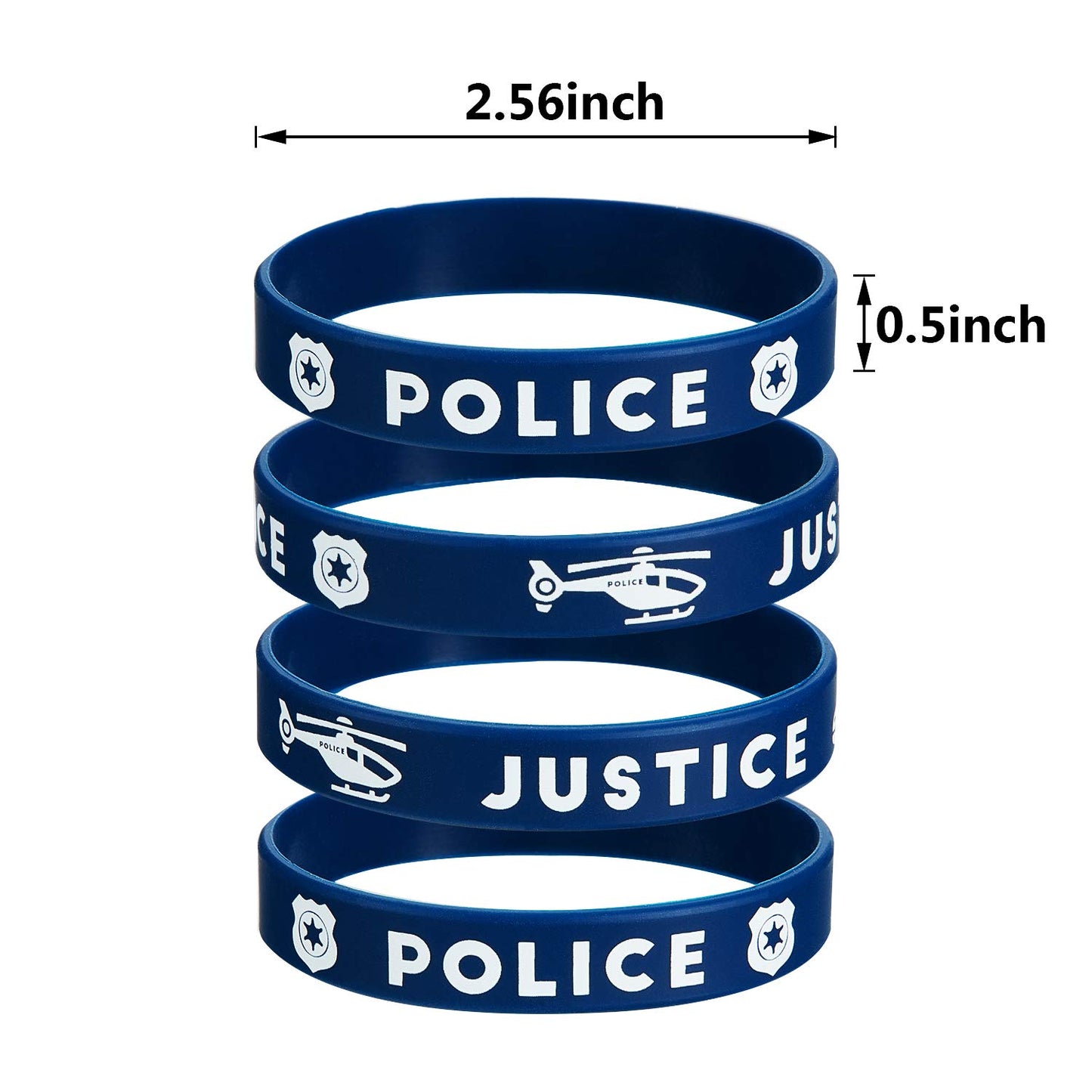 Satinior 24 Pcs Police Silicone Rubber Bracelets Party Favors Wristbands For Police Themed Birthday Graduation Party Decorations