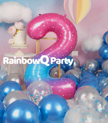 Rainbowq 2 Balloon Number 40 Inch For Boy Or Girl Big Starry 0-9 Foil Mylar Large 2 Number Balloon Happy 2Nd Birthday Party Anni