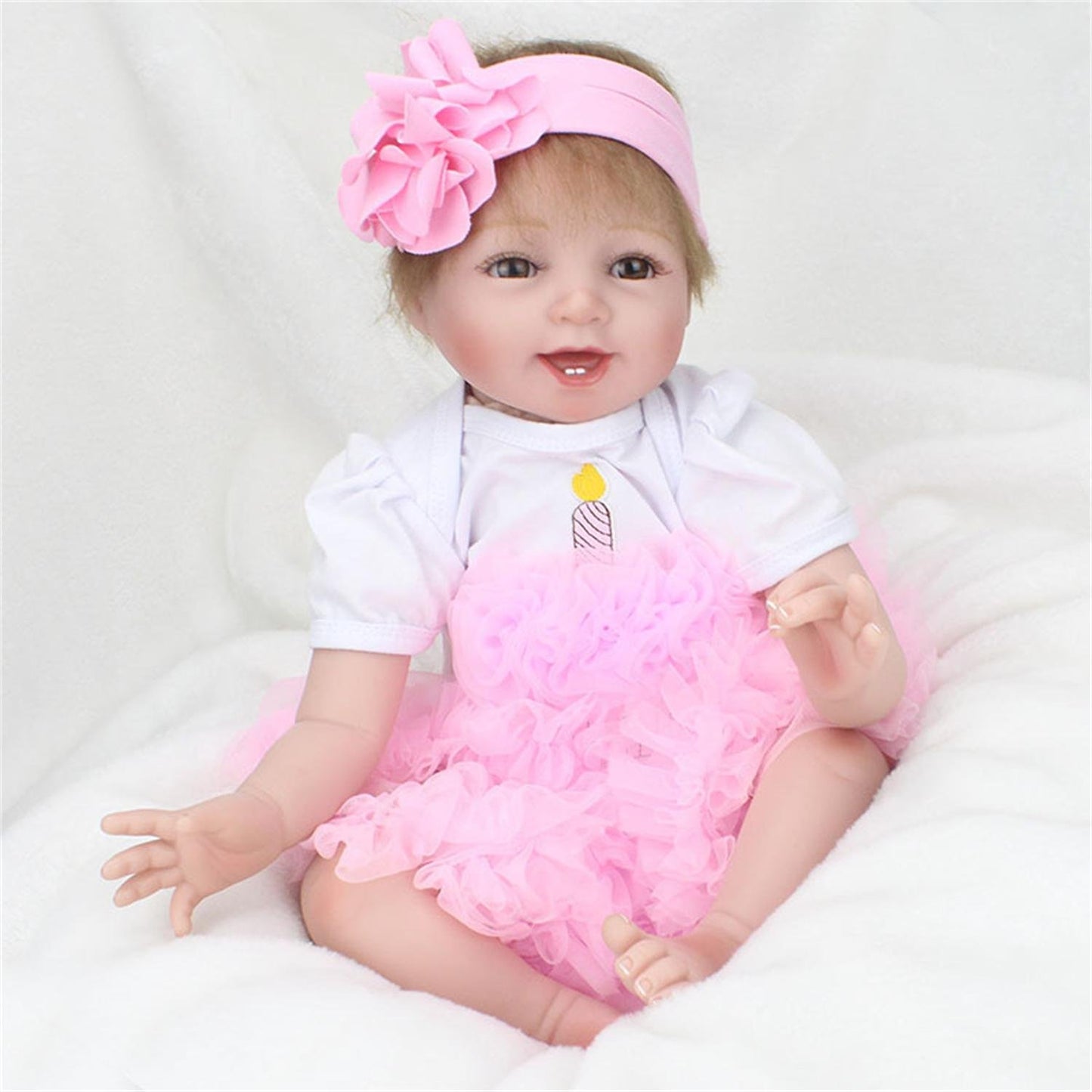 Pink Crown Reborn Baby Dolls Clothes For 20-23 Inch Pure Handmade 2 Pieces Reborn Doll Baby Girl Clothing Set
