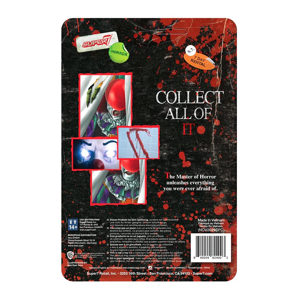Super7 - It Pennywise (Blood Splatter) 3.75' Reaction Figure