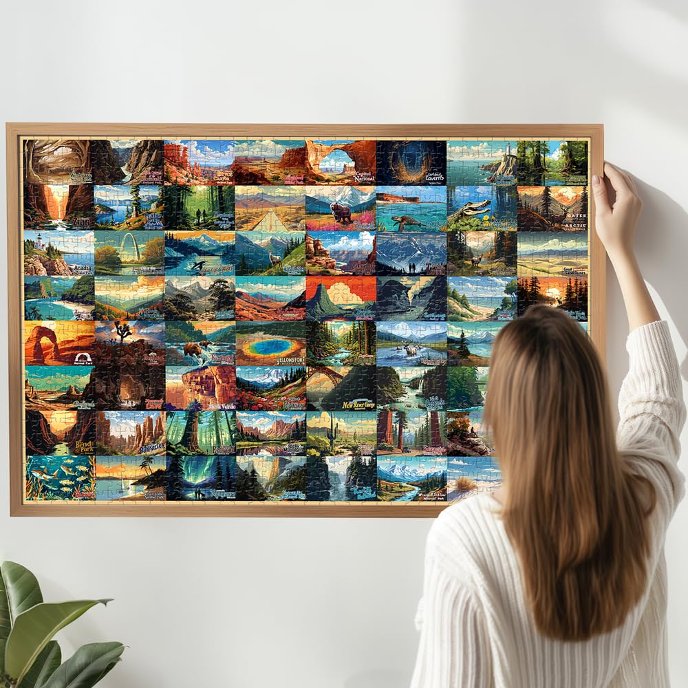 Shoxrem 1000 Pieces National Parks Jigsaw Puzzle - Vintage National Parks Puzzle For Adults, Perfect For Nature Lovers