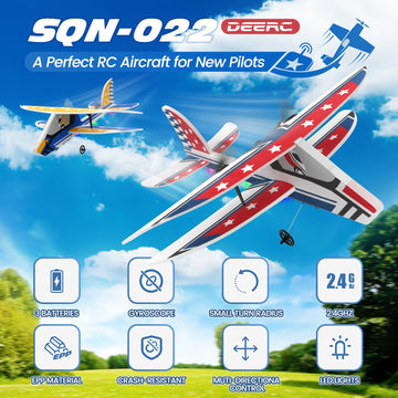 Deerc Rc Plane, 2.4Ghz Remote Control Airplane W/ 3 Batteries & 6-Axis Gyro Stabilizer, 2Ch Rtf Rc Glider Toy For Beginners Kids