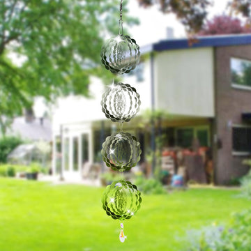 3D Wind Spinners Outdoor Flowing-Light Effect Courtyard Decorations, Highly Reflective Bird Deterrents for Outside, Mirrored Win