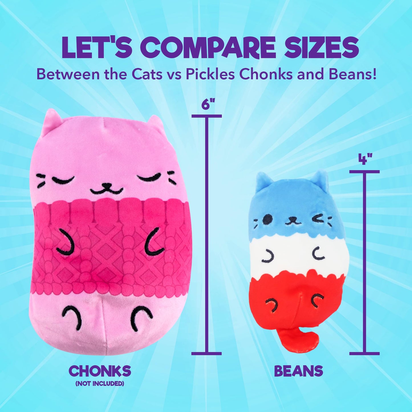 Cats Vs Pickles 12Pk Mystery Bags Blue Wave A 4' Bean Filled Plushies For Advent Calendars | Blind Bags For Girls And For Boys | Surprise Bean Collectibles | Mystery Bag For Kids & Adults | 12-Pack