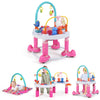 INFANS Baby Bouncer Activity Center - 5-in-1 Toddler Play Mat, 360° Rotating Seat, Adjustable Height, Foldable, Pink