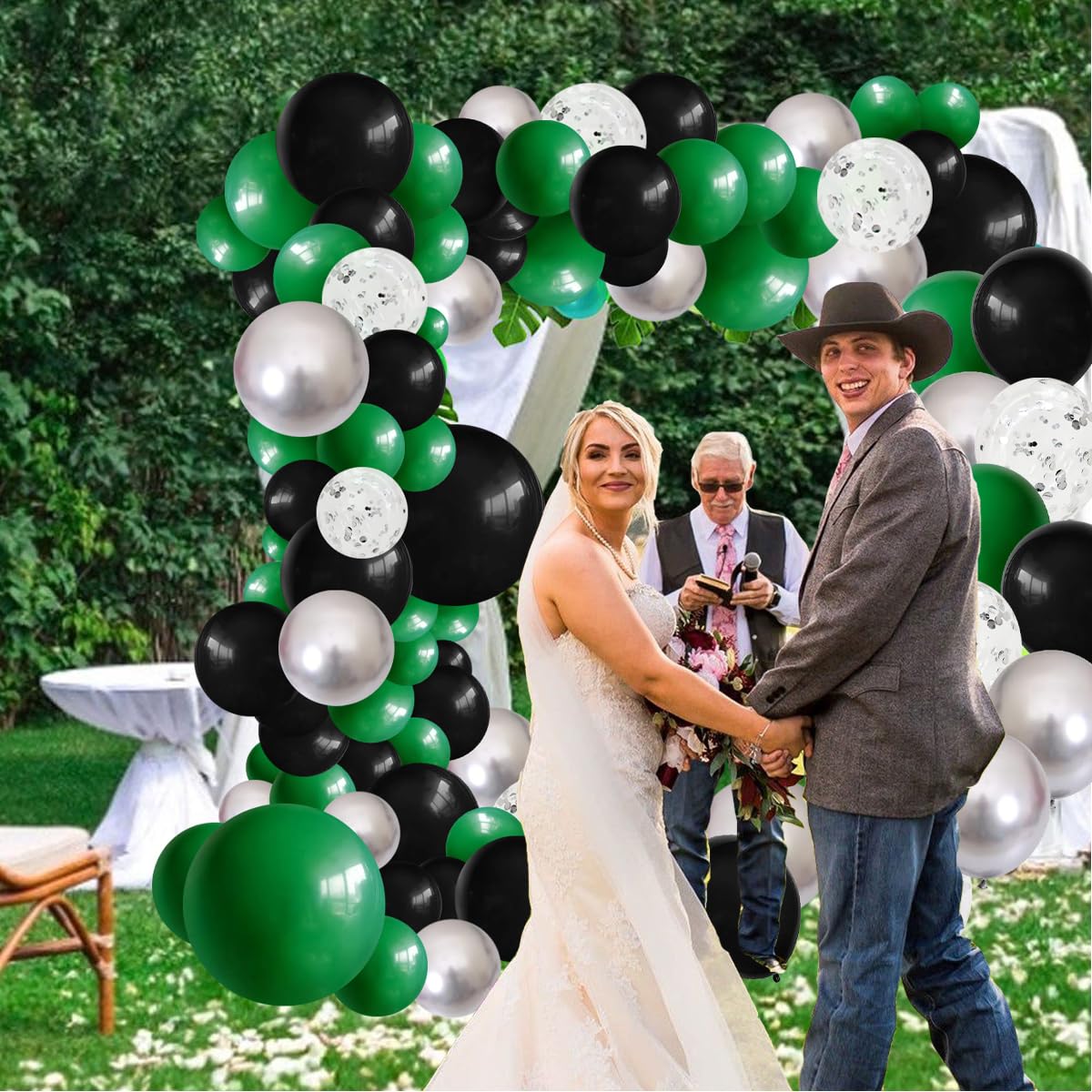 Cunnikku Balloon Garland Arch Kit - 122PCS Black Dark Green Silver Rubber Balloons for Jungle Birthday Baby Shower Graduation Party