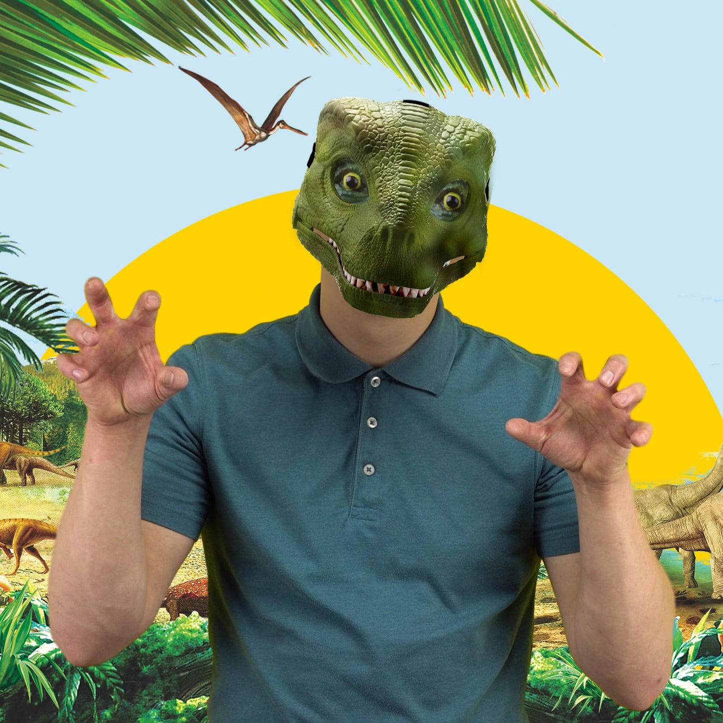 Seenelling 2 Pcs Hard Plastic Dinosaur Mask with Paints Blank DIY Dino Mask for Christmas Halloween Mask Costume Gift