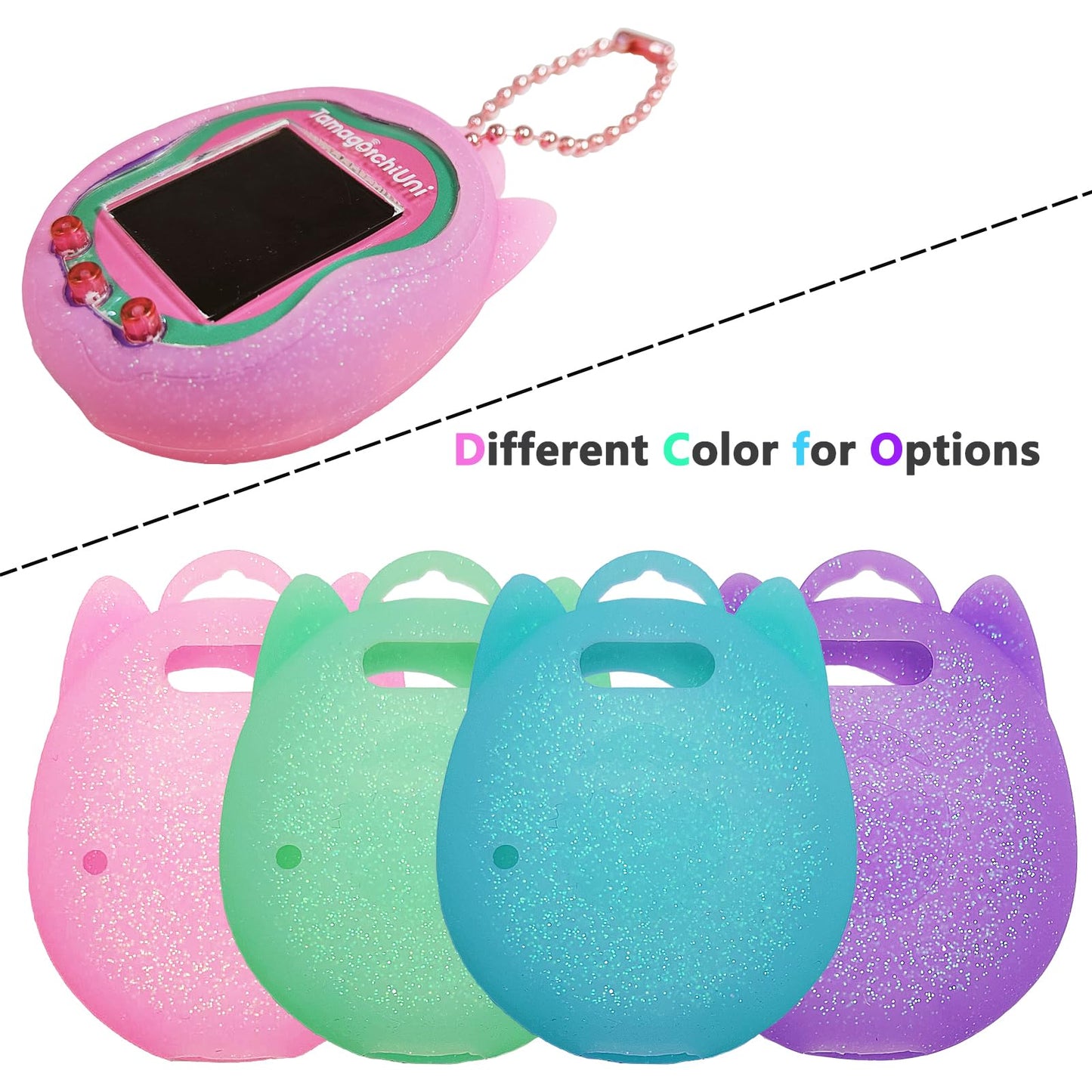 Jchpine Silicone Case Replacement For Tamagotchi Uni, Screen Protector For Tamagotchi Uni Band Pet Accessories(Silicone Case And Screen Film) (Blue Case)