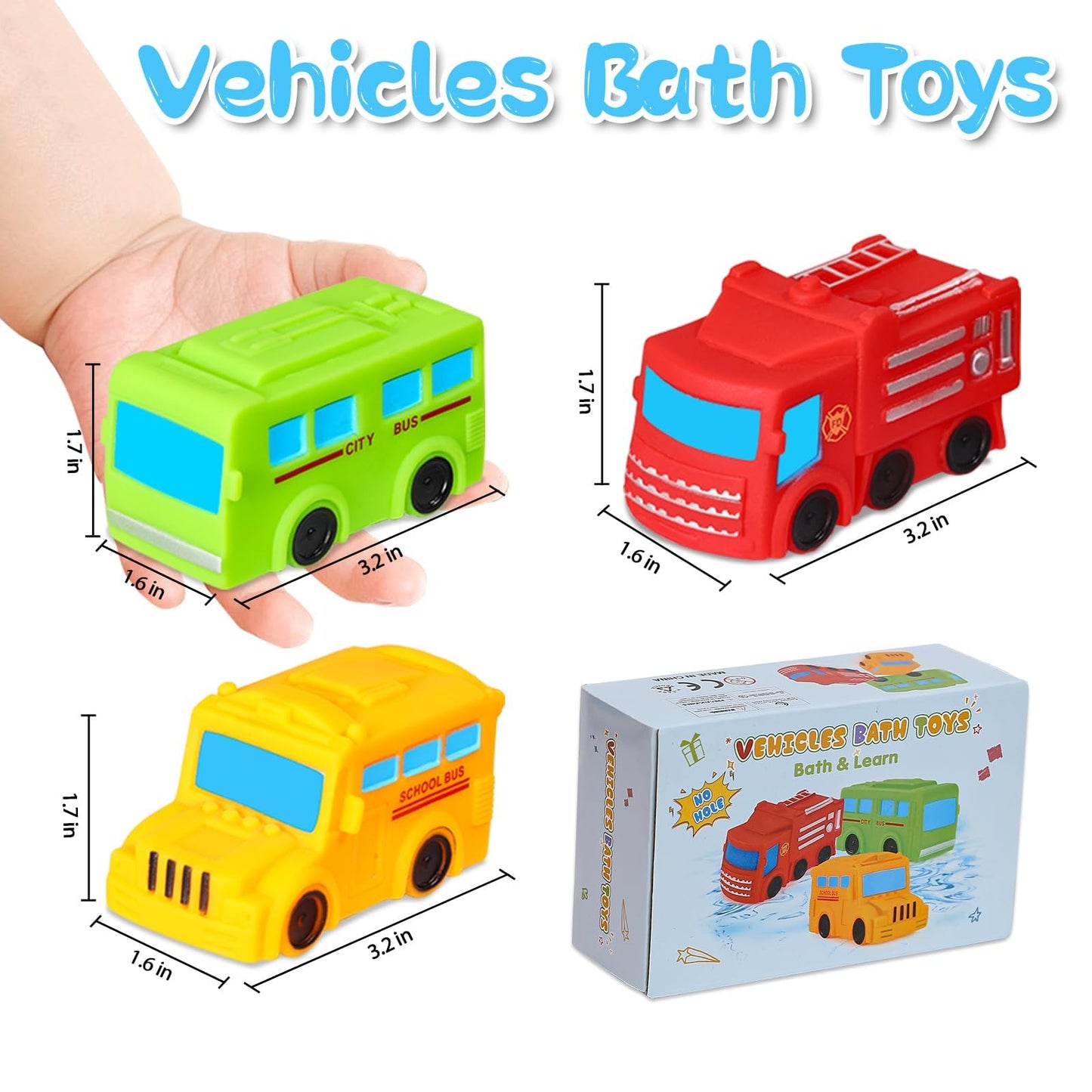 No Hole Bath Toys For Babies And Toddlers, Car Bath Toys For Infant Kids 1-3, Beach Pool Bathtub Toys For Kids, Baby Bath Toys 1
