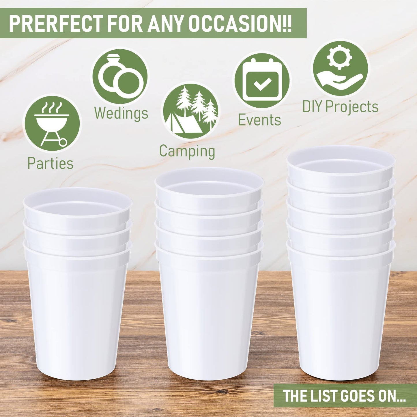Yungyan 16Oz Stadium Plastic Cups Blank Reusable Drink Tumblers Stadium Cups Party Cups For Birthday Party, Events, Baby Shower,