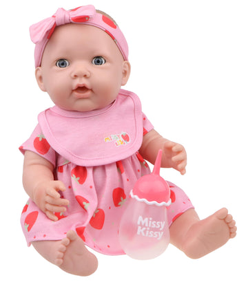 JC Toys Missy Kissy Kiss & Care Nursery | Drink & Wet Interactive Doll Gift Set