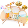 Rmischolar Kids Drum Set - Montessori Wooden Musical Instruments for Toddlers 1-3, Multicolored, Model WKDS761, Educational Gift