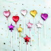 10 Cute Heart Shaped and Star Birthday Candles Multi Color Cake Candle Toppers for Party Wedding Cake Decoration Supplies Cute B