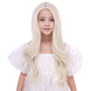 Duduwig White Blonde Wig For Child Gilrs Long Platinum Blonde Middle Part Wig Kids Long Light Blonde Wavy Curly Wig Heat Resista