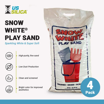 Us Silica 50 Pound Bag Snow White Play Sand For Sandboxes And Sand Tables At Parks, Homes, And Daycare Centers, White (4 Pack)