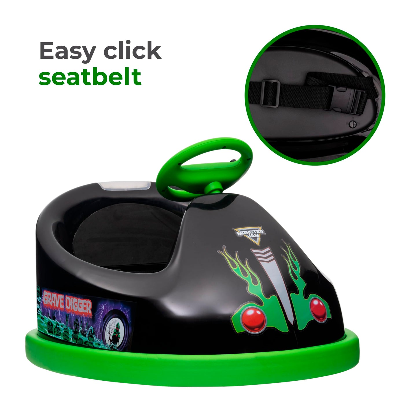 Monster Jam Bumper Car for Kids, 2 Speed Electric Bumper Car Vehicle, Toddler Bumper Car with Remote Control and 360 Degree Turn
