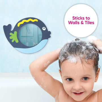 Edushape Magic Mirror Shapes, Whale Baby Mirror - Baby Bath Foam Toys Mirror - Stick-On Removable Baby Foam Bath Toys For Toddle