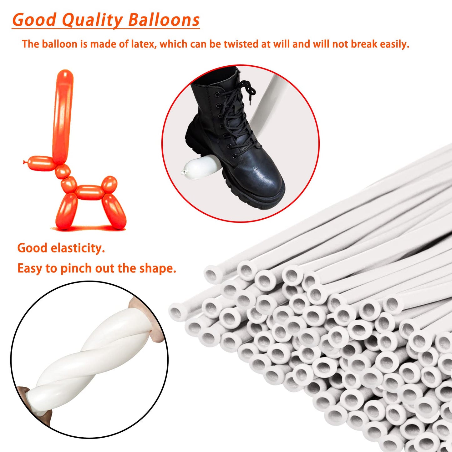 White 260Q Long Balloons 100 Pack White Modeling Long Magic Balloons Thickening Latex Twisting Diy Animal Balloon For Birthday W