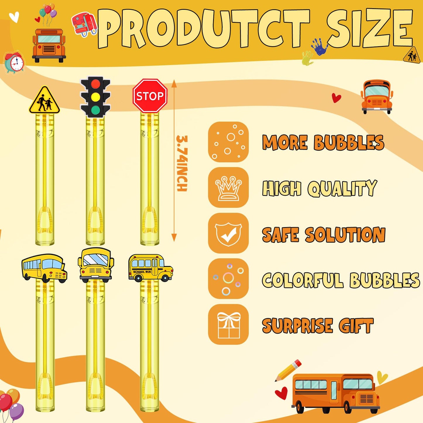 Shappy 60 Pcs School Bus Driver Bubble Wands Bulk Mini Bubble Wands Party Favors Small Bubbles Birthday Party Gift for Novelty G