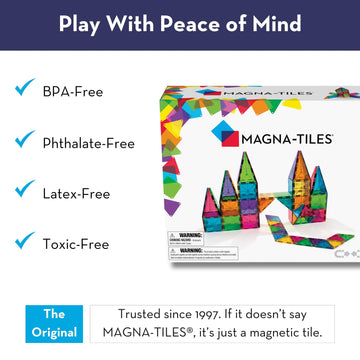 Magna-Tiles 100-Piece Magnetic Building Toys, Multicolor Clear Colors Set, STEM Learning, Creative Play for Kids